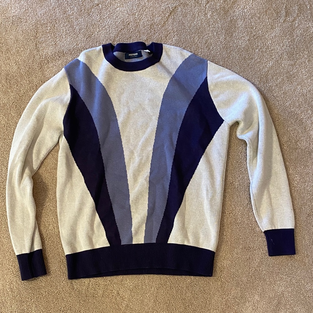 Propaganda Agency navy, and gray sweatshirt in like new condition